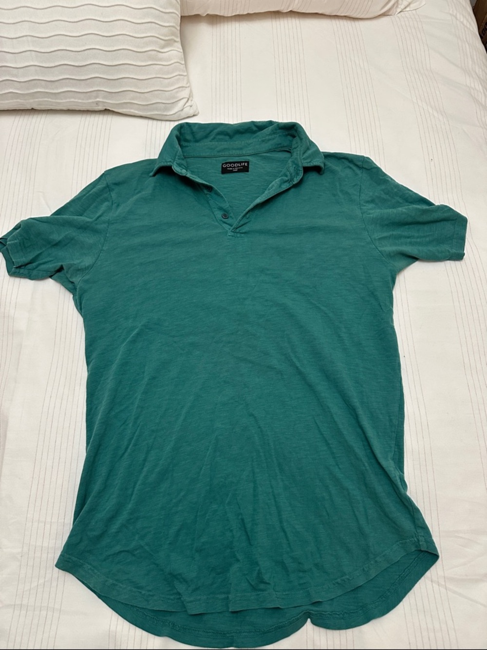 Goodlife Men's Teal-Green Short Sleeve Polo